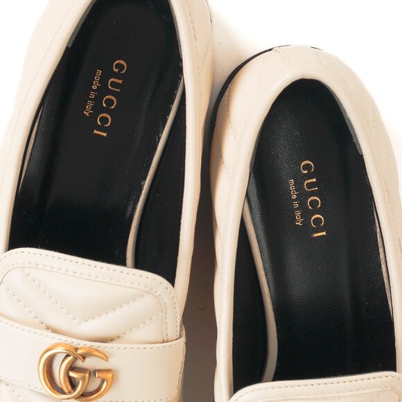 Gucci Marmont Cream GG Matelasse Leather Loafers - Picture 10 of 12
